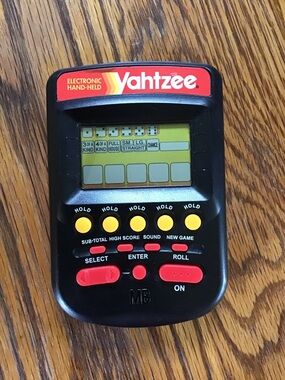 Yahtzee Electronic Handheld Game - Black with Red & Yellow Details
